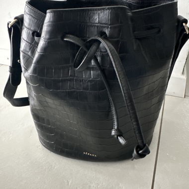 Sezane Farrow black croco bag
