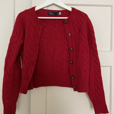 Cardigan en maille rouge Ralph Lauren