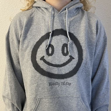 Grauer Hoodie mit schwarzen Details und Backprint