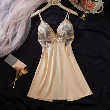 Lace Trim Satin Slip Dress