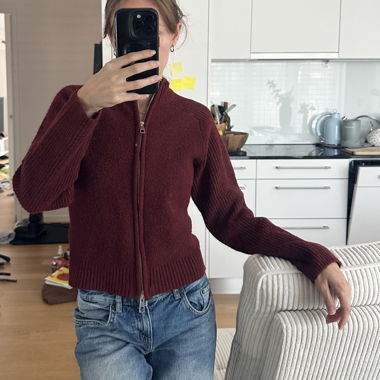 Maglione in maglia con zip borgogna Vero Moda