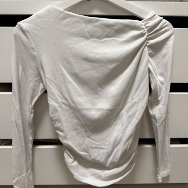 Top Manica Lunga Bianco Zara con Arricciatura, Tg. L