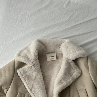 Kunstlederjacke beige