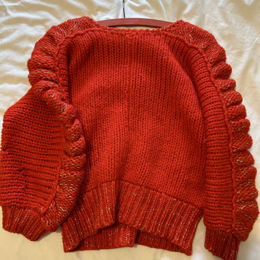 Red Wool Sweater with crazy arms