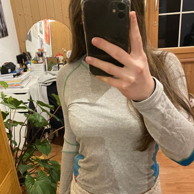 grau grün blaues Longsleeve/Oberteil