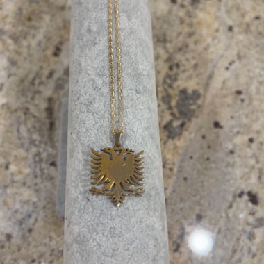 Gold-colored Chain with Double Eagle Pendant