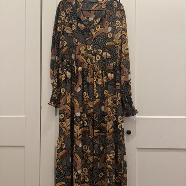 Long Dress with Bohemian Floral Print