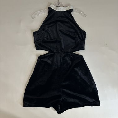 Tutina in velluto nero con strass