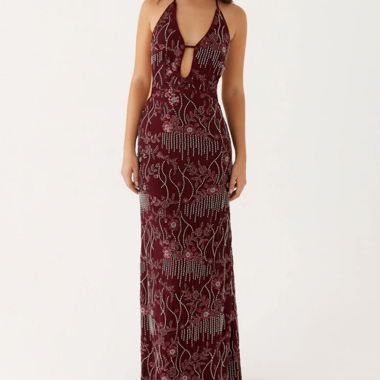 Peppermayo Maxi Dress, Burgundy EU38