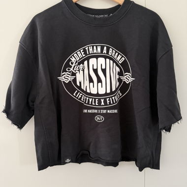 T-shirt cropped oversize nero