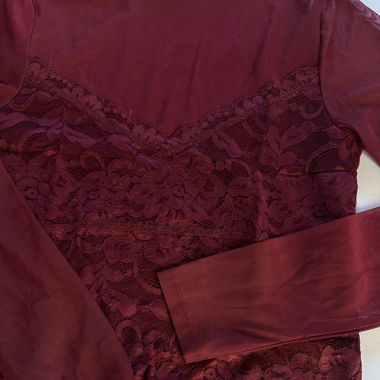 Red sheer and lace top 