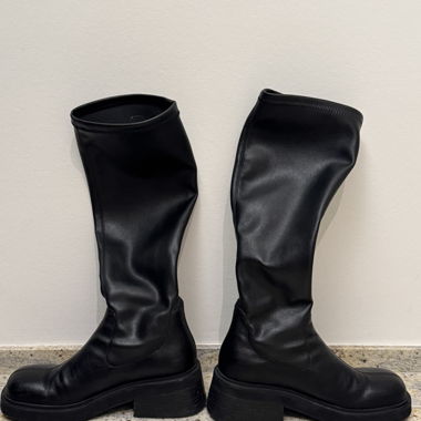 Black high leather boots
