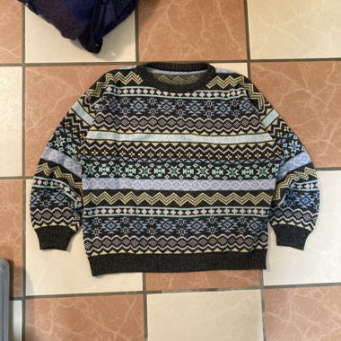 Patterned knit sweater in multi-color