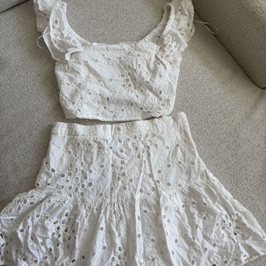 Amisu White Eyelet-Zweiteiler