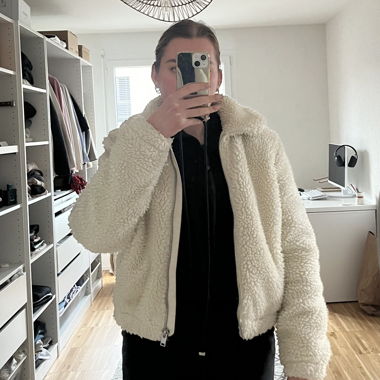 Cream sherpa teddy jacket with hood