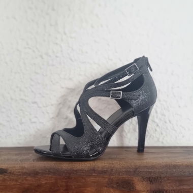 High Heels, Schwarz Glitzer, 10cm Absatz