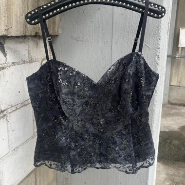y2k/90s vintage shiny sequin corset