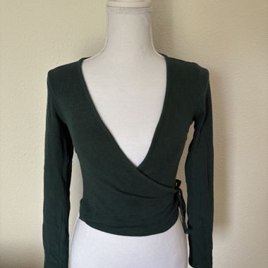 Top incrociato verde scuro - XS