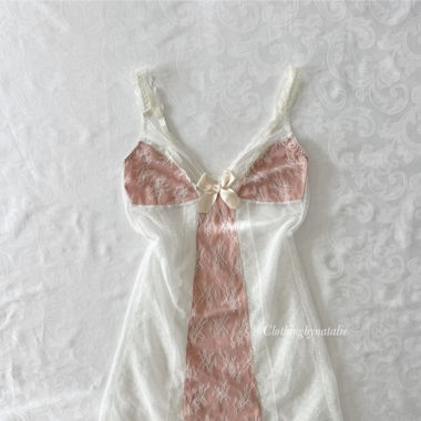 Orange Lace Satin Slip Dress (XS/S)
