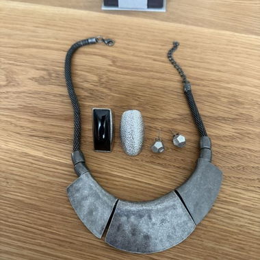 Statement Schmuckset, Halskette, Ringe, Ohrstecker