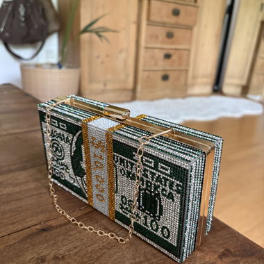 Rhinestone clutch money-bill design