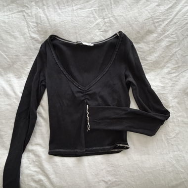 T-shirt manches longues Bershka noir