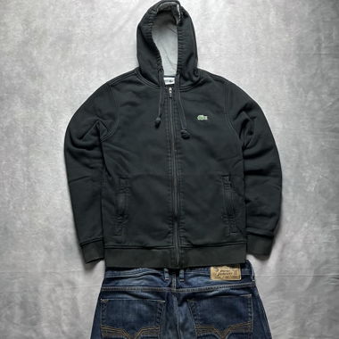 Felpa con zip Lacoste vintage nera XS