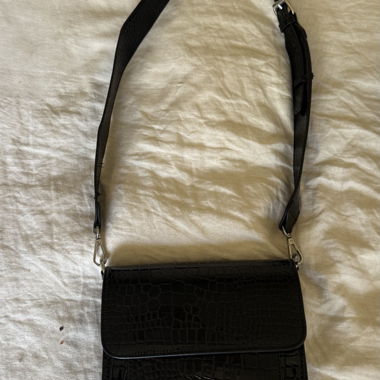 Black croc patent bag