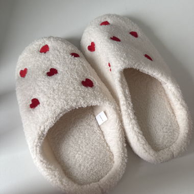 Plush Heart Slippers
