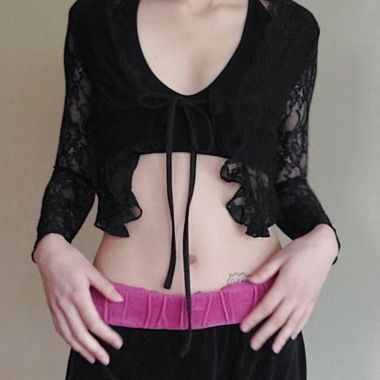 goth lace top with lace-up detail