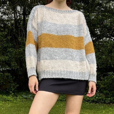 Knitted wool and alpaca sweater with stripes