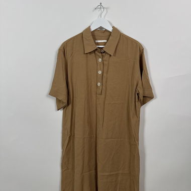 Beige short sleeve shirt dress
