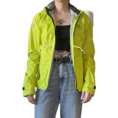 Yellow/green hooded windbreaker running jacket