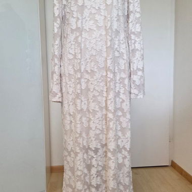 Cream long-sleeve lace dress
