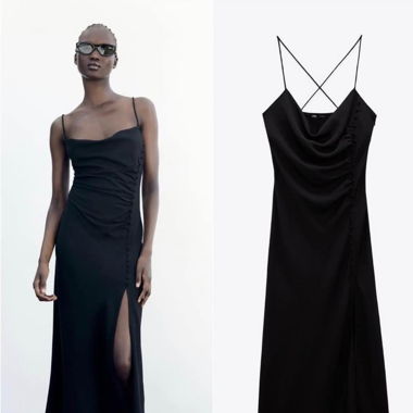Zara Cross Back satin dress S
