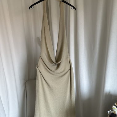 Long gold backless dress
