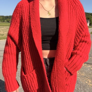 Zara red knit cardigan
