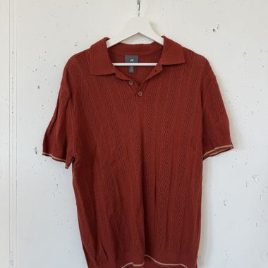 H&M Red Knit Polo Shirt, Size M