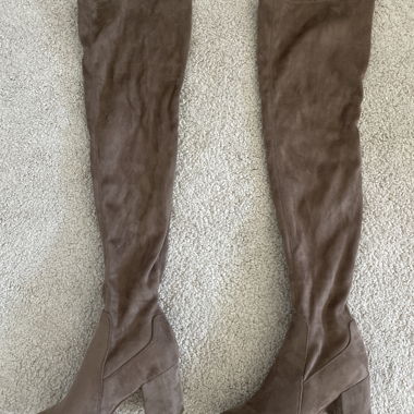 brown velvet thigh-high boots