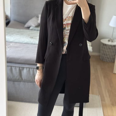 H&M langer Blazer Mantel schwarz Gr. 36