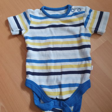 Body bébé rayé bleu-jaune