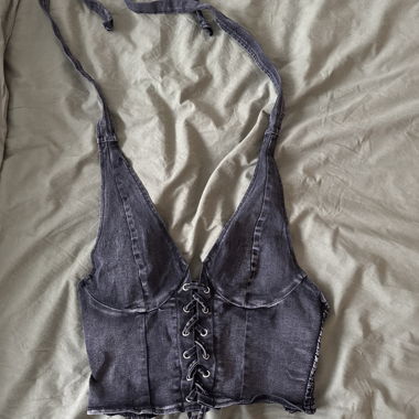 Denim Lace-Up Top