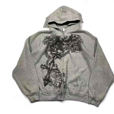 Y2k Baggy Skate mma Zip Hoodie