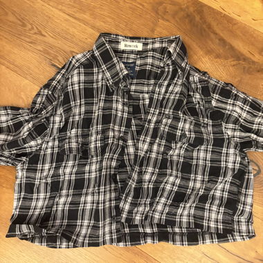 Blusa a quadri bianco e nero Rework