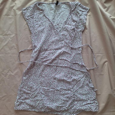 Lilac and white floral mini wrap dress