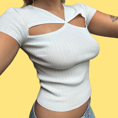 White cutout t-shirt