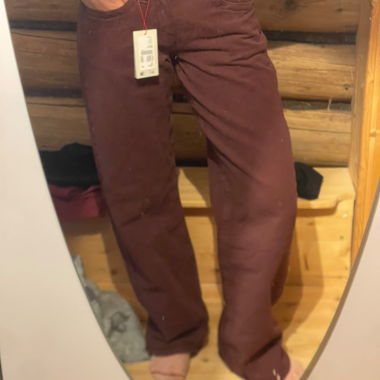 low rise pants red
