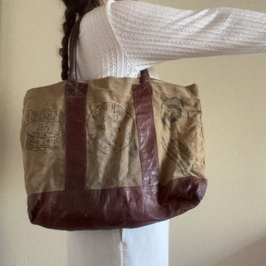 Borsa in pelle marrone / borsa da spiaggia