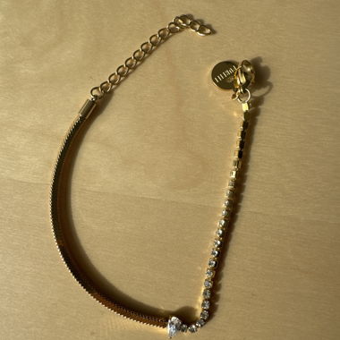 Gold-coloured Bracelet with Rhinestones