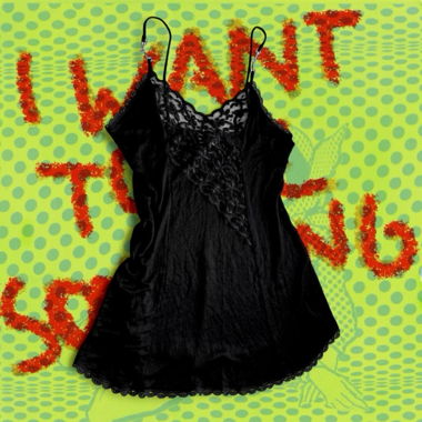 Abito slip vintage in raso nero con pizzo